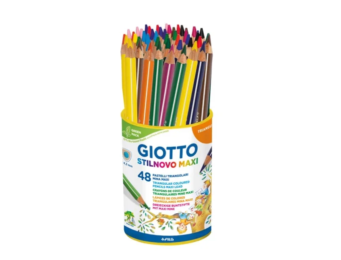 GIOTTO Crayon couleur stilnovo maxi coloris assortis pot 48 unites.