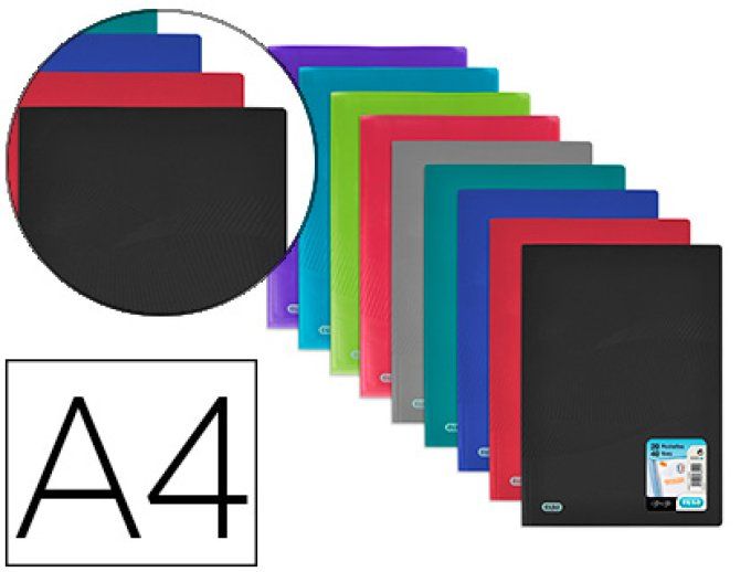 Protege-documents elba osmose polypropylene a4 20 pochettes 40 vues decoupe coin coloris assortis op