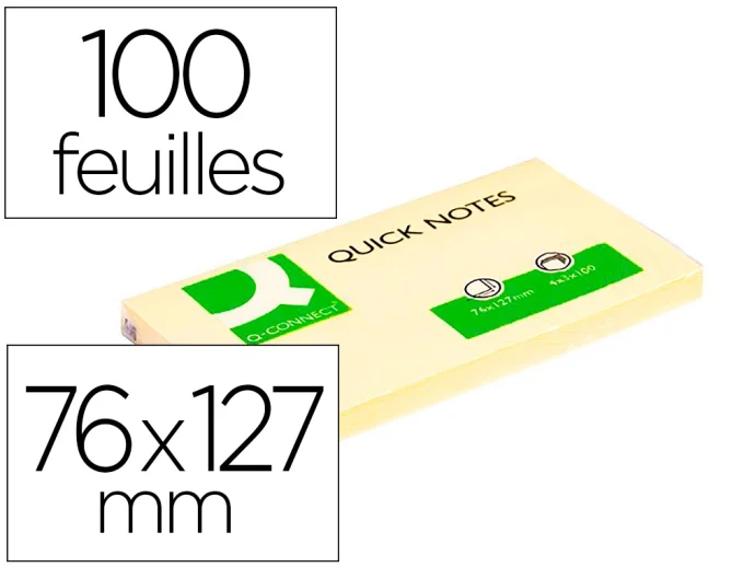 12 Bloc-notes  Q-CONNECT quick notes 76x127mm bloc 100f repositionnables coloris jaune.