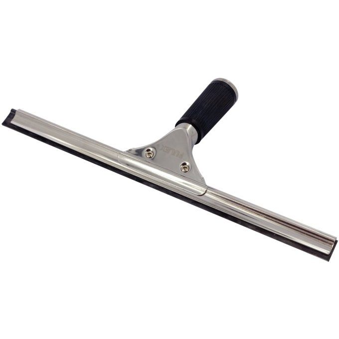 Raclette vitre 35cm. Poignée : inox. Revêtement en plastique souple. 
