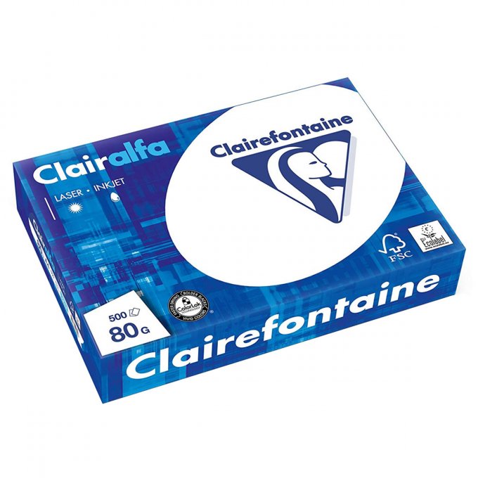Ramette papier A4 80g/m2 CLAIREFONTAINE  Clairalfa extra blanc 500 Feuilles