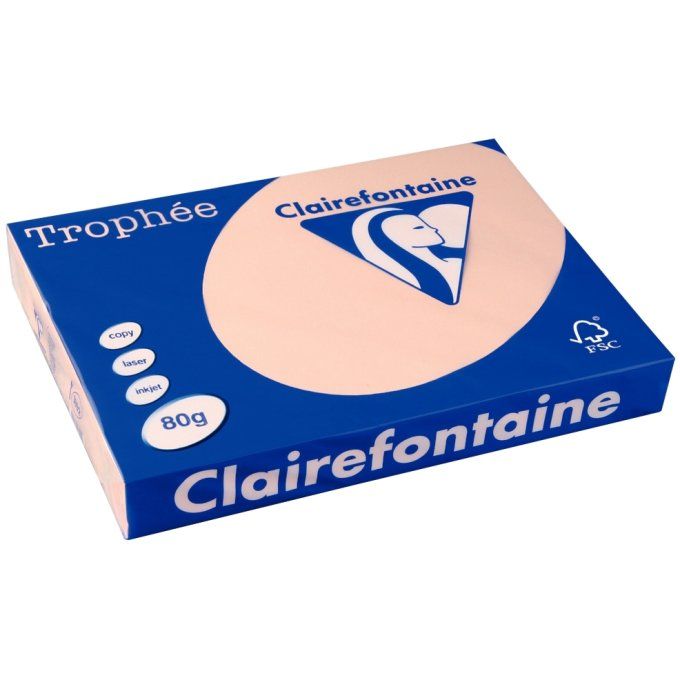 Ramette papier A3 80g TROPHEE CLAIREFONTAINE saumon 500 feuilles