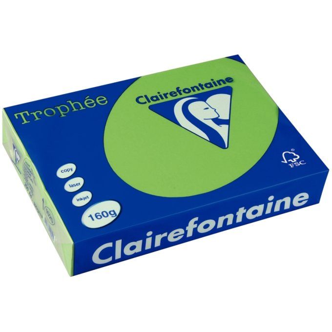 Ramette papier A4 160g TROPHEE CLAIREFONTAINE vert menthe 250 feuilles