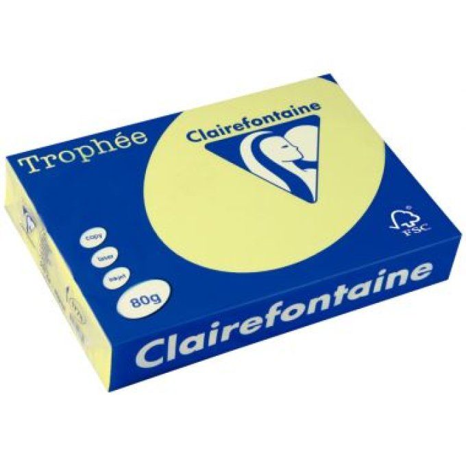 Ramette papier A3 80g  Trophée CLAIREFONTAINE jaune " Jonquille " 500 feuilles