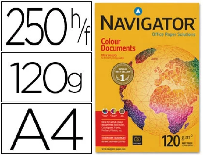 Papier navigator multifonction colour documents a4 120g/m2 blancheur 169 opacité 98 rigidité 50 