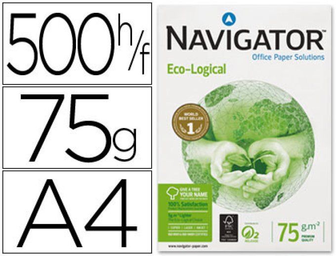 Ramette papier A4 75g/m2 NAVIGATOR multifonction éco-logical 500 feuilles