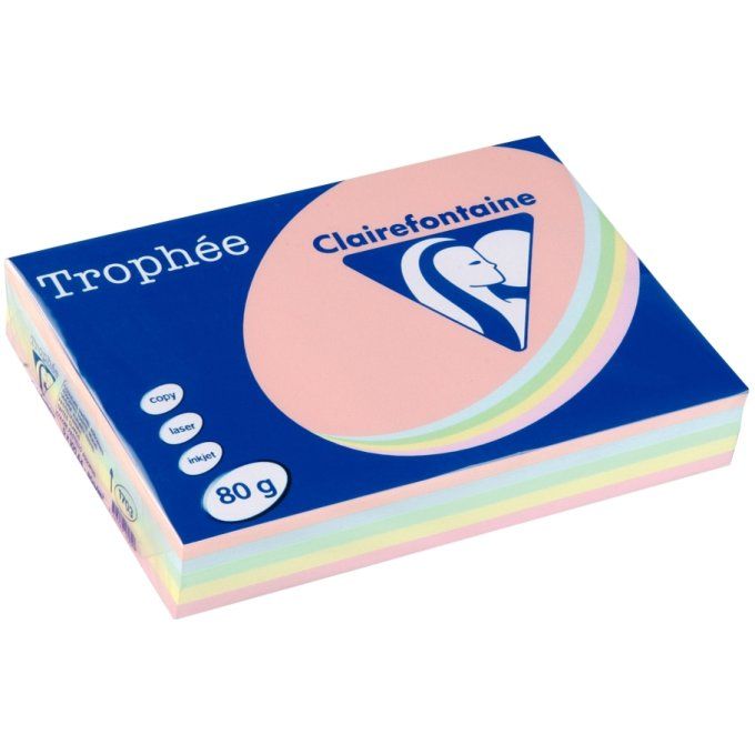 Ramette papier A4 80g assortis pastel CLAIREFONTAINE 500 feuilles