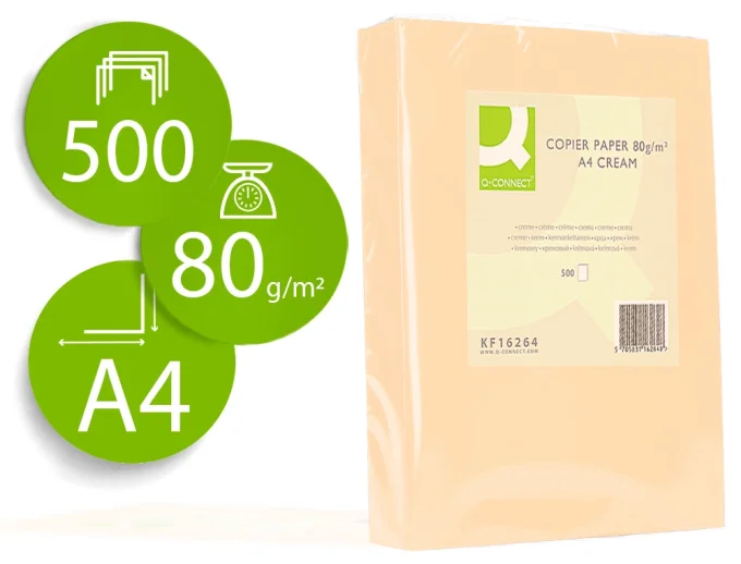 Ramette papier A4 80g/m2 couleur Q-CONNECT  multifonction unicolore 500 feuilles.