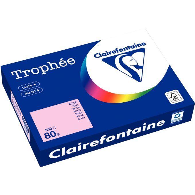 Ramette de 500 feuilles format A4 80g rose CLAIREFONTAINE