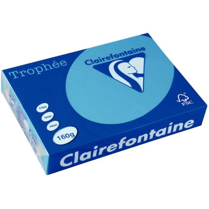 Ramette papier A4 80g/m2 couleur CLAIREFONTAINE  trophée multifonction turquoise 500 Feuilles