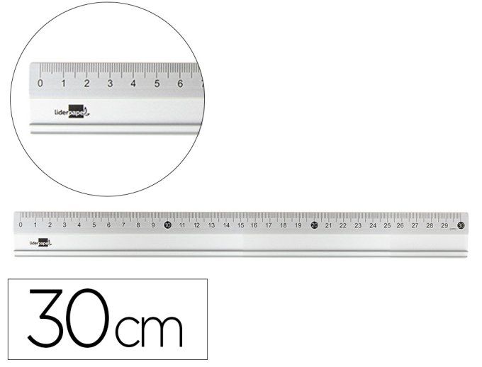 Regle liderpapel 30cm graduee gamme aluminium coloris metal.