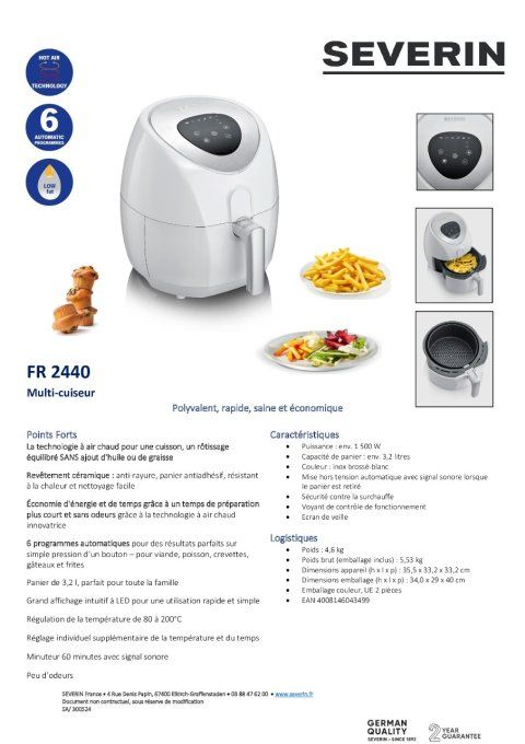 SEVERIN, Friteuse sans huile