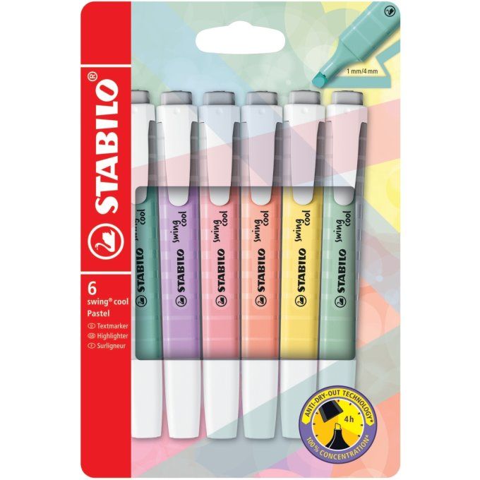 Pochette de 6 surligneurs Swing Cool pastels