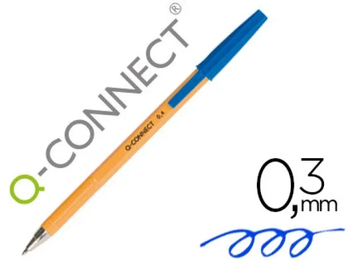 Stylo-bille Q-CONNECT  écriture fine 0.3mm encre classique bille indéformable capuchon