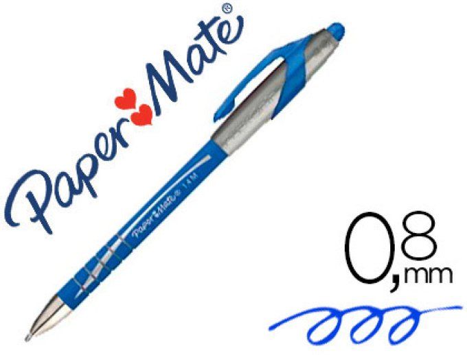 Stylo-bille PAPERMATE flexgrip élite écriture large 1.4 mm encre douce corps caouchouté anti-gliss 