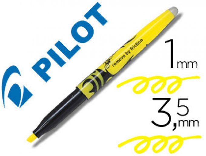 Surligneur PILOT  frixion light écriture 1/3.3mm encre thermosensible effaçage par frottement jaune