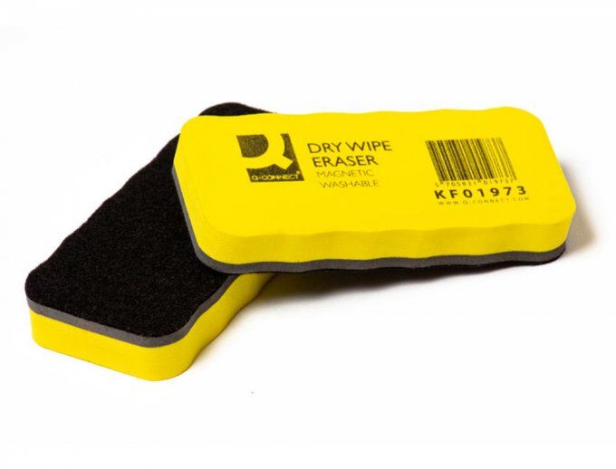 Brosse effaceur q-connect tableau blanc lavable effaçage à sec bande latérale magnétique 13x6cm.