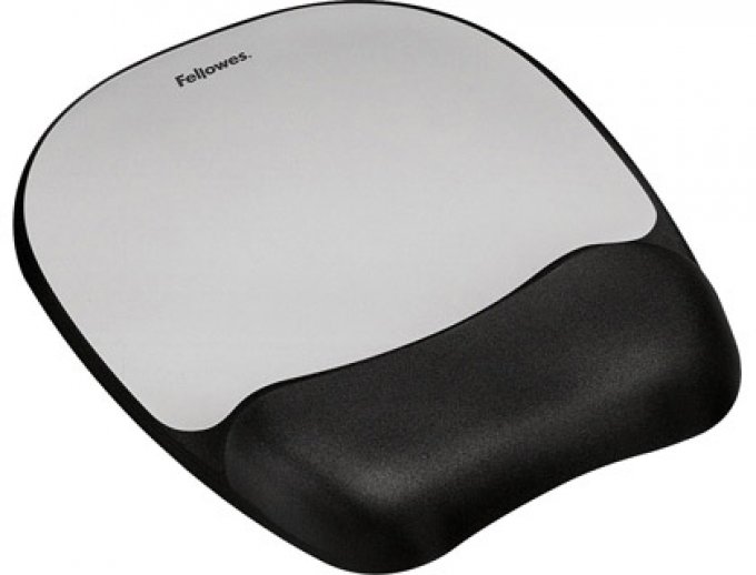 FELLOWES Tapis souris fellowes ergo mousse aluminium repose-poignet noir.