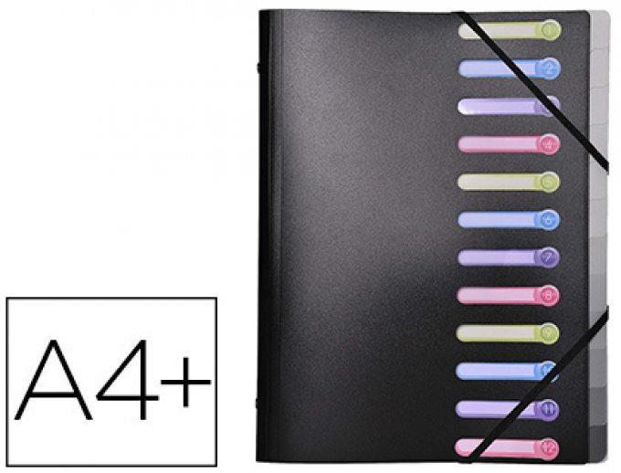 EXACOMPTA Trieur exacompta 3 rabats polypropylène a4+ 12 compartiments